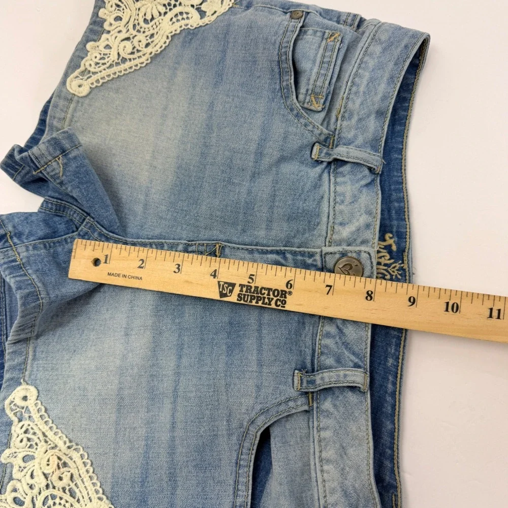 Justice Denim Shorts Girls 14 Lace Trim Boho Cottagecore Festival Coquette